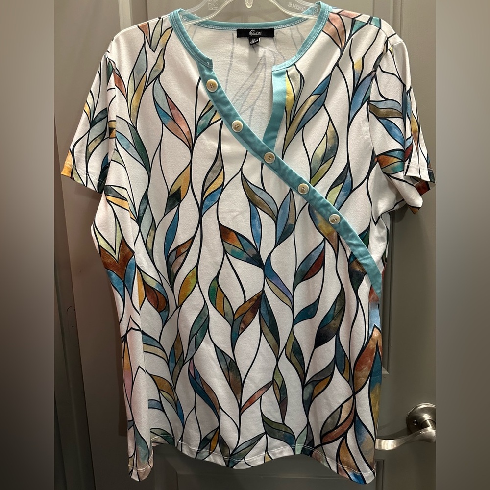 ShallWe Size 2XL Short Sleeve V-Neck Pullover EUC
